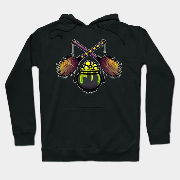 Ghoulish Green Cauldron Hoodie by Jan Grackle